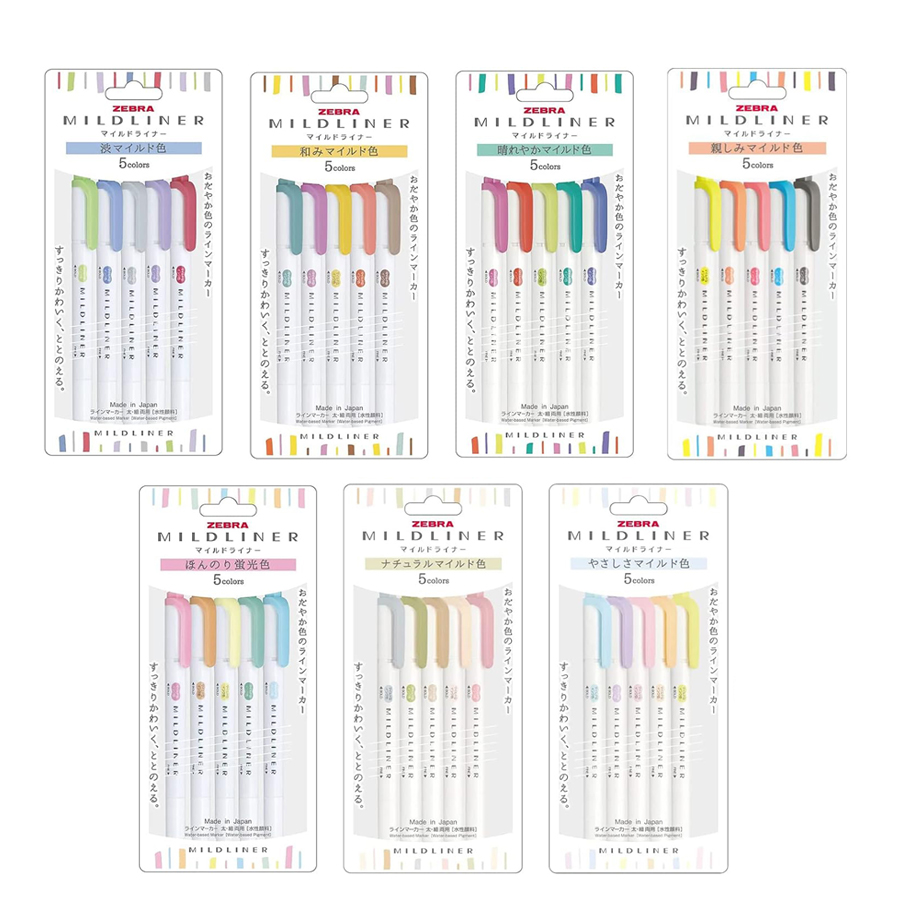 Zebra Pen Mildliner - زيبرا Mildliner هيغليغتر الباستيل مجموعة كاملة