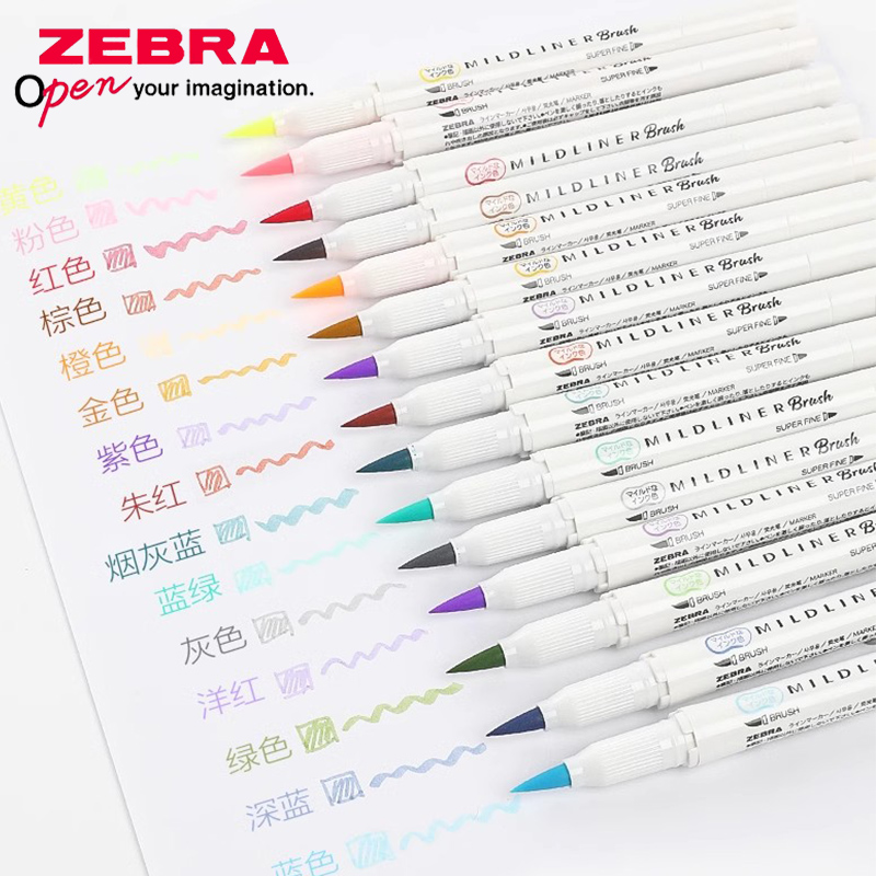 Zebra Pen Mildliner - زيبرا-قلم فرشاة ماركر مزدوج العضوية ،