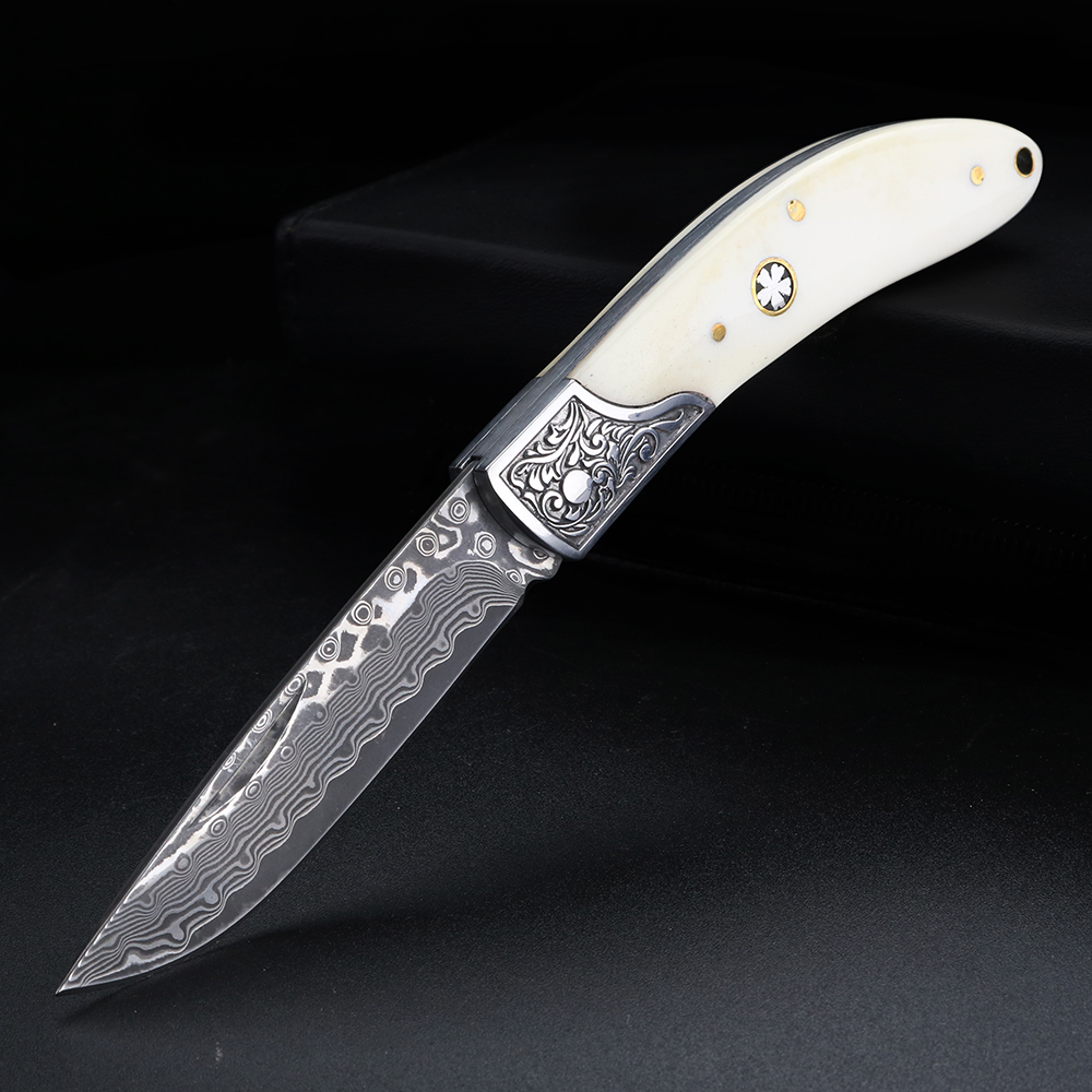 Bone Folder Tool - سكين قابل للطي من الفولاذ الدمشقي