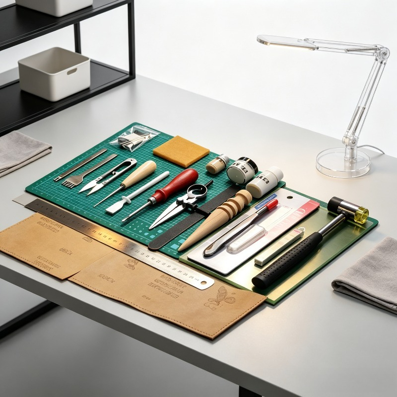 Beginner Leatherwork Kit - مجموعة أدوات العمل بالجلد للمبتدئين، طقم