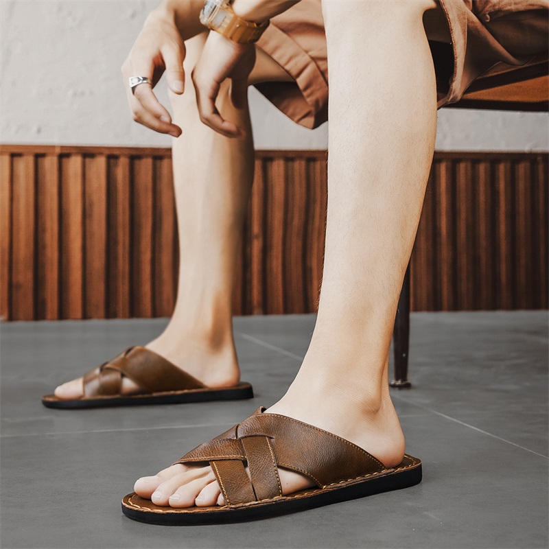 صنادل رجالية كاجوال من الجلد ا - مراجعة Leather Work Flats وسعره