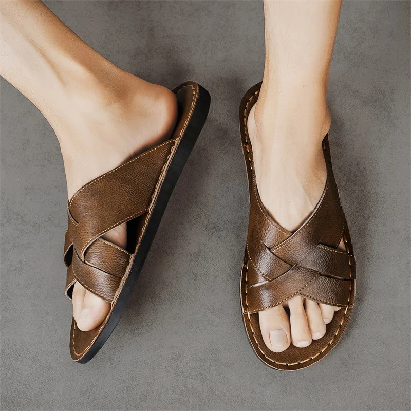 صنادل رجالية كاجوال من الجلد ا - مراجعة Leather Work Flats وسعره