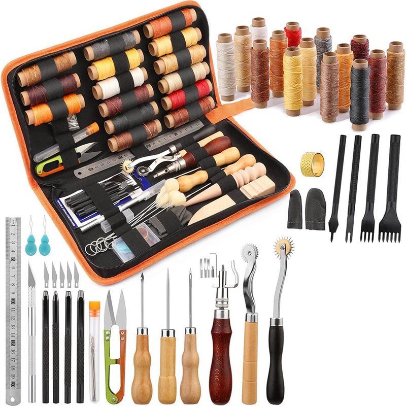 مجموعة أدوات العمل بالجلد AB08 - مراجعة Beginner Leatherwork Kit وسعره