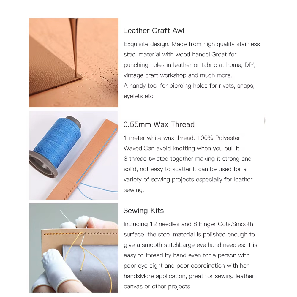 WUTA المهنية أدوات حرفية جلدية - مراجعة Beginner Leatherwork Kit وسعره