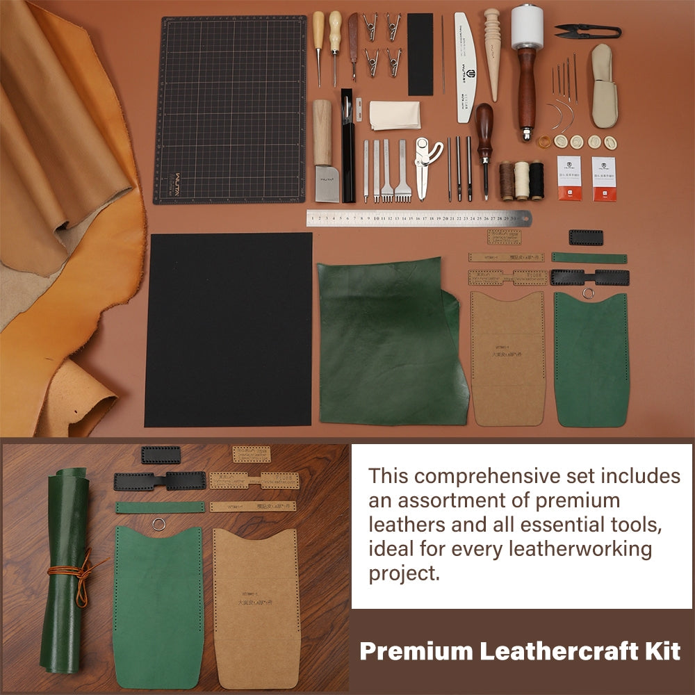 WUTA طقم أدوات جلد 74 قطعة للم - مراجعة Beginner Leatherwork Kit وسعره